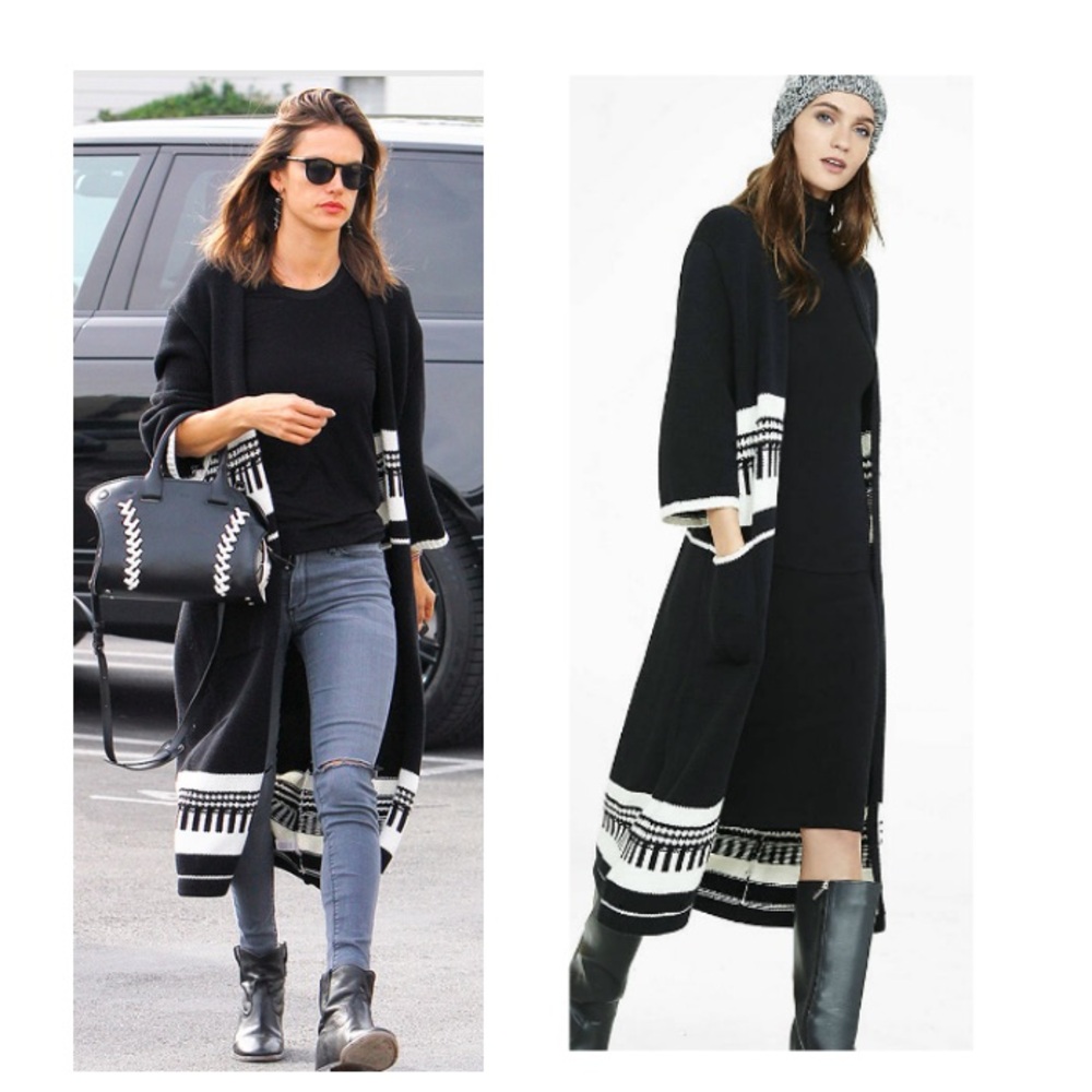 Express long sweater coat Black Knit Sweater XS/S